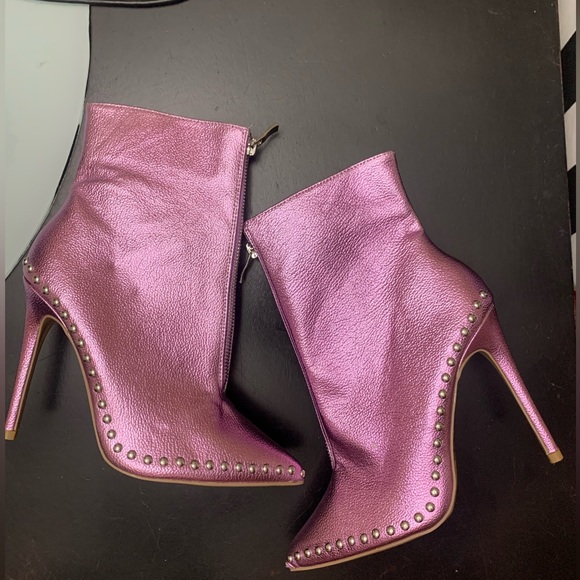 Wild Diva Pointy Toe Studded Booties - Picture 2 of 14